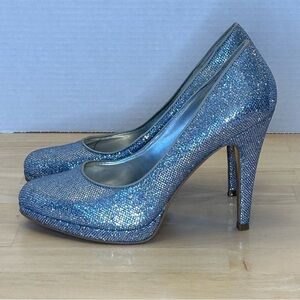 Nine West Silver Glitter Heels/Size 7M